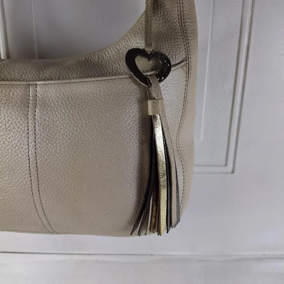 Brighton Barbados Ziptop Hobo Pearl Leather Bag Purse - Picture 5 of 13